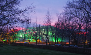 Botanical Garden Glasshouse at Sunset